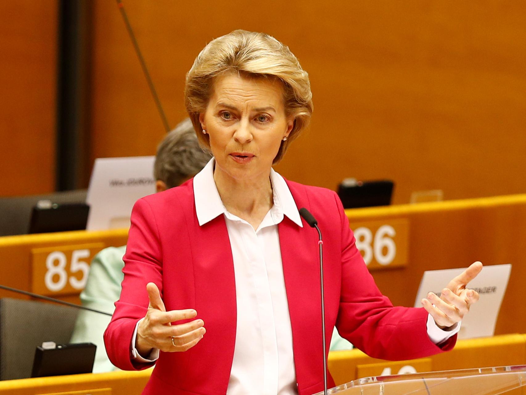 La presidenta Ursula von der Leyen, durante el pleno de la Eurocámara de este miércoles