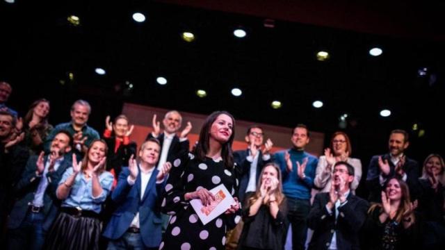 Arrimadas, durante uno de sus primeros grandes mítines como candidata a la presidencia de Cs.