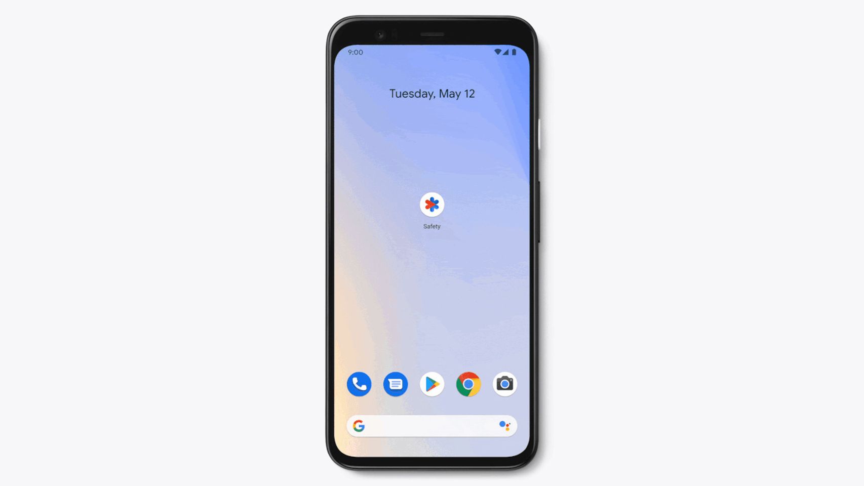Pixel 4 con la app 'Safety' instalada.