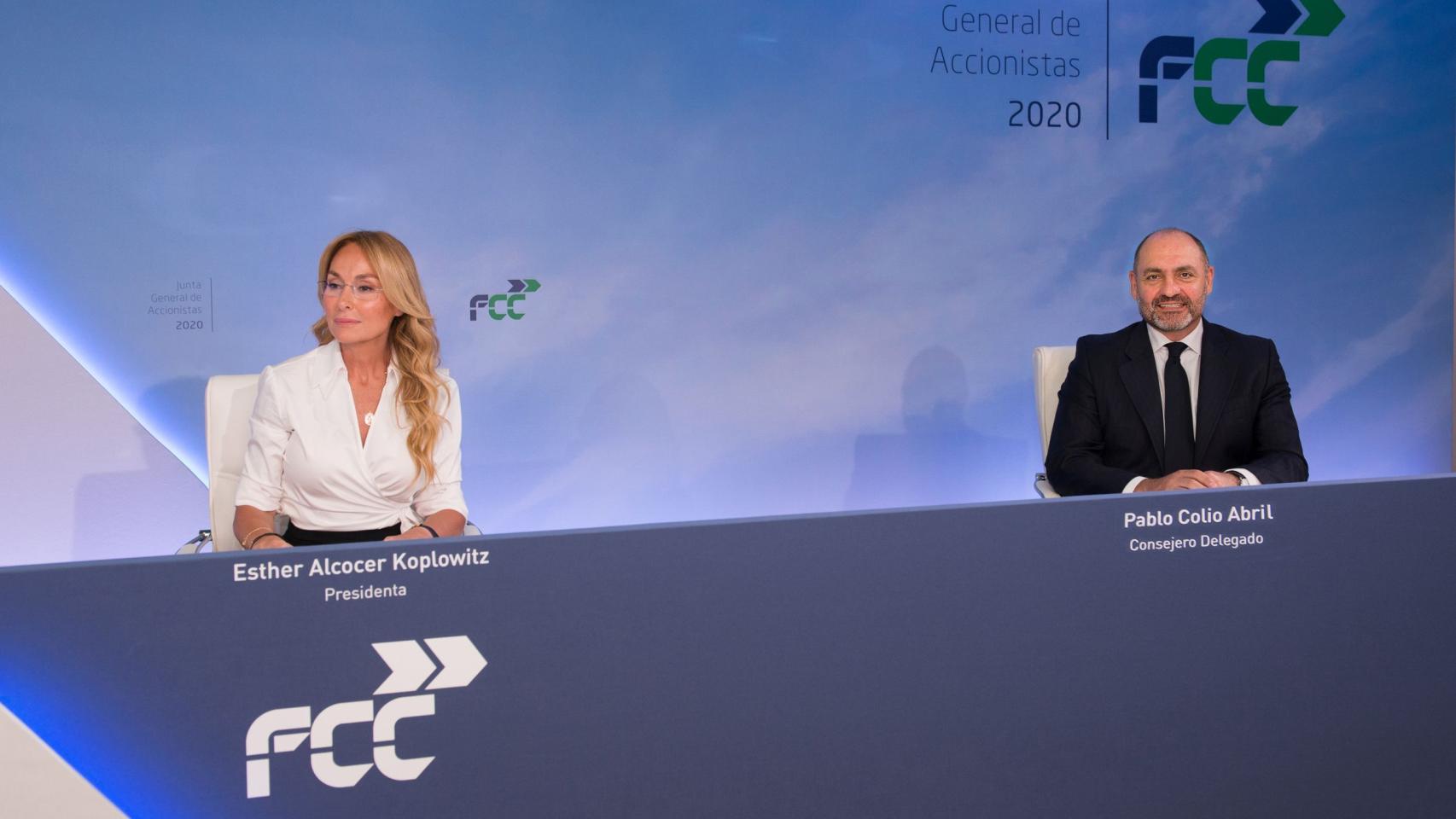 Esther Alcocer Koplowitz, presidenta de FCC, y Pablo Colio Abril, consejero delegado de la compañía.
