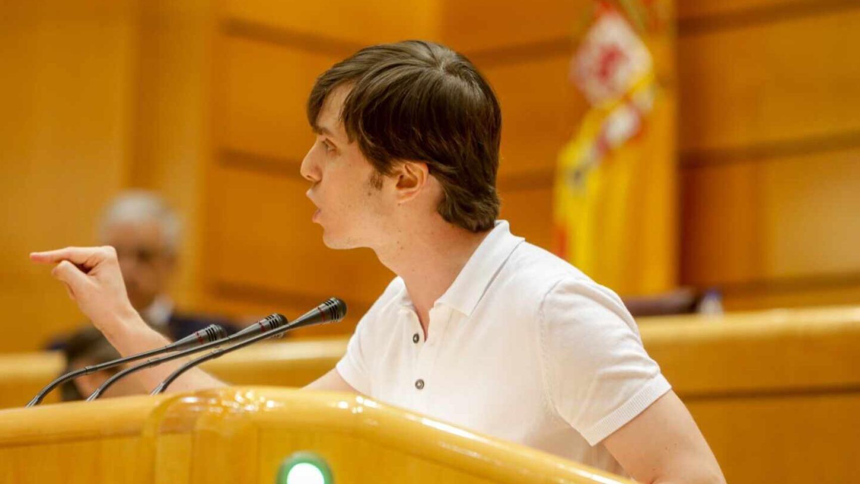 El senador autonómico de Más Madrid Eduardo Rubiño este martes en el Senado.
