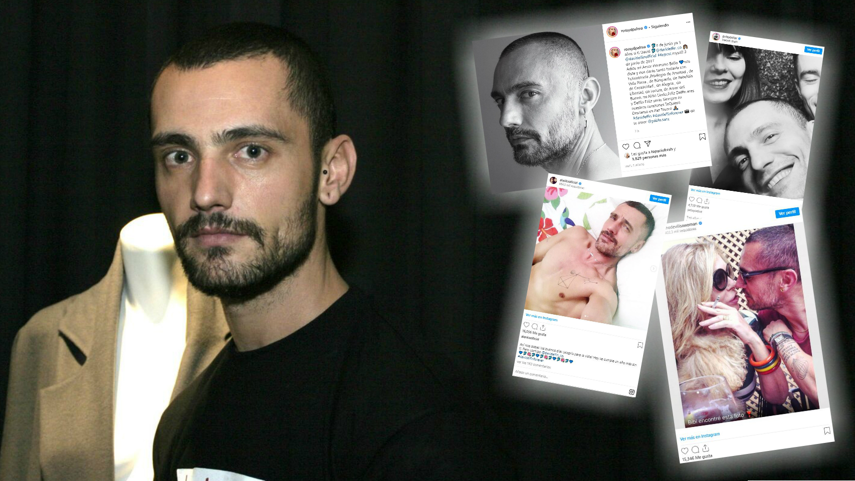 David Delfín en un montaje de JALEOS junto a algunos de los mensajes que le han dedicado este miércoles.