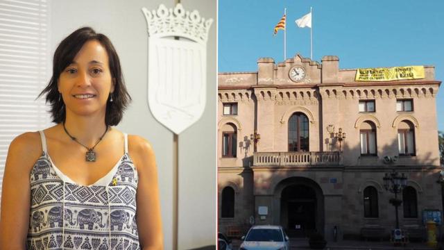 Fotomontaje de la alcaldesa de Vilassar de Dalt, Carola Llauró, y la fachada del consistorio.