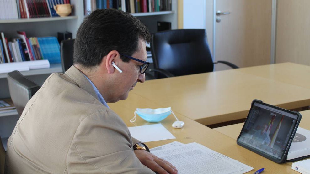 Javier Úbeda durante la videoconferencia