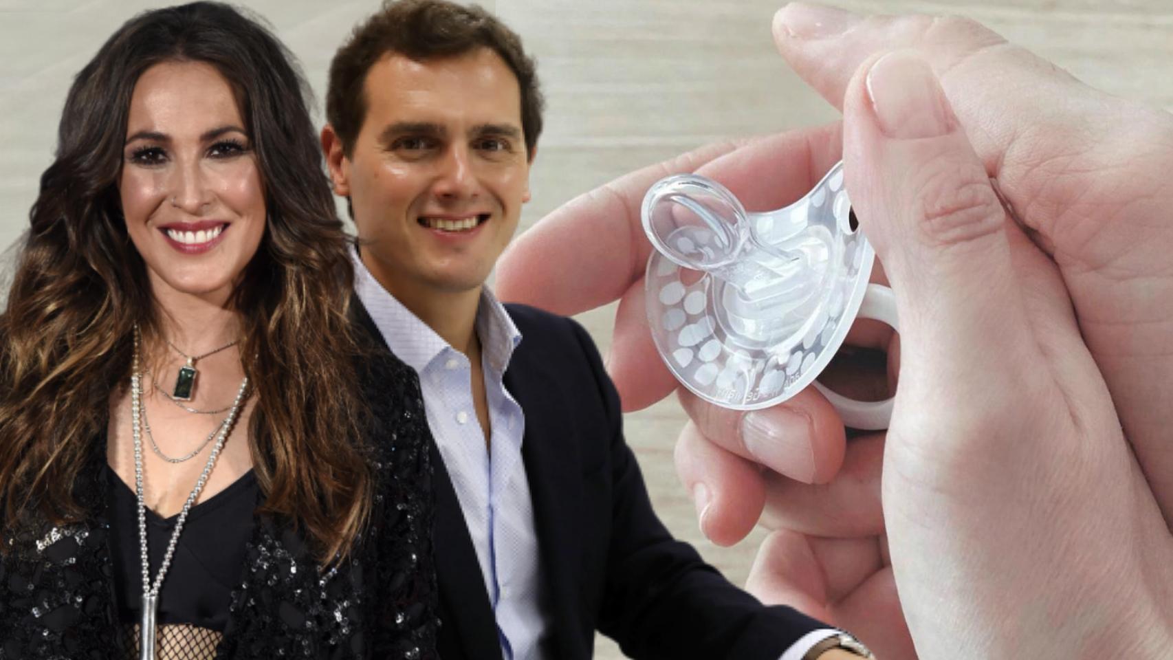 Malú y Albert Rivera en montaje de JALEOS junto al chupete de su hija.