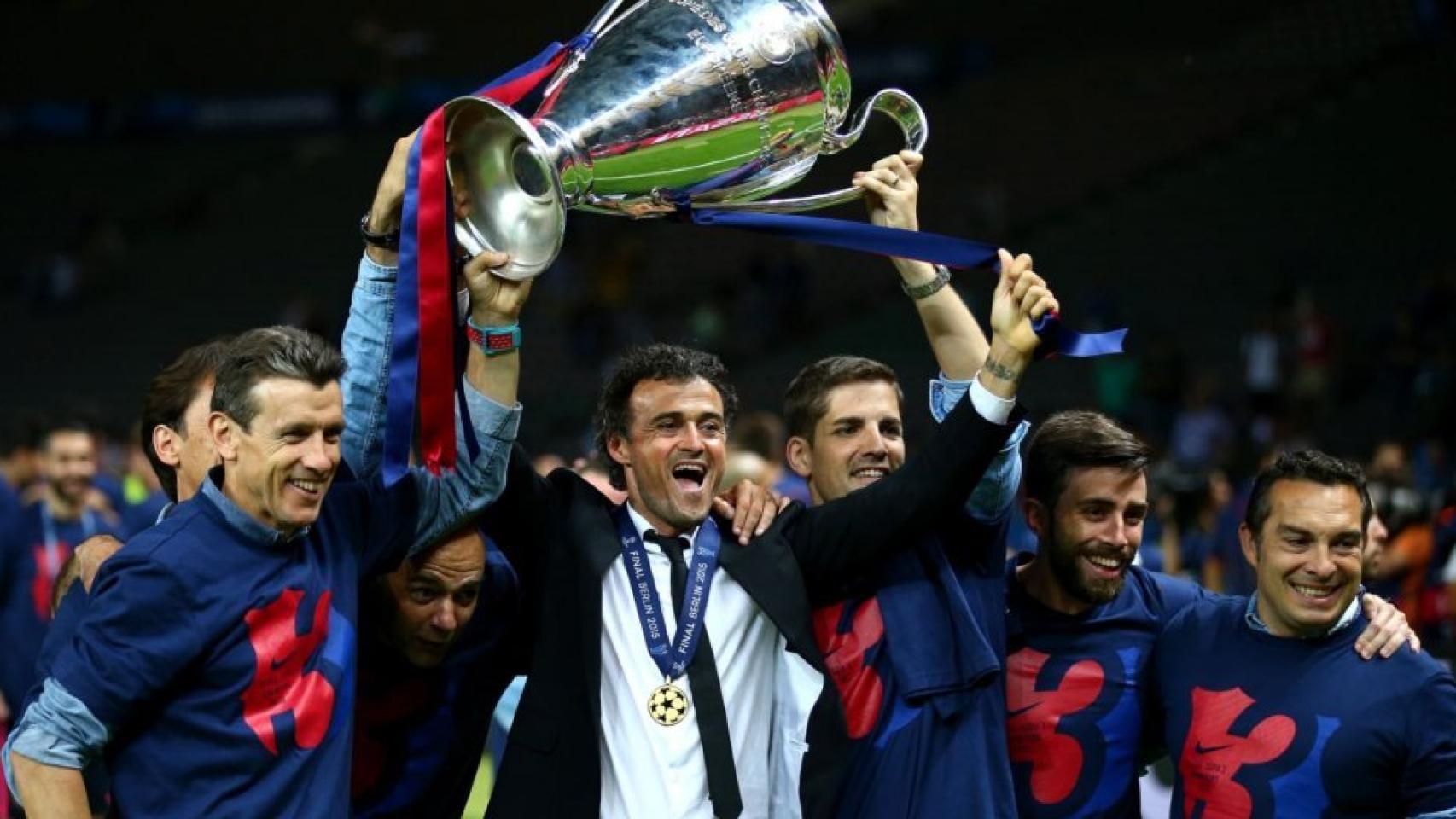 Luis Enrique celebra la Champions que ganó con el Barça en 2015