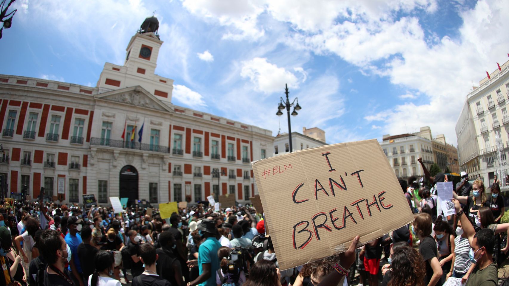 Manifestación por George Floyd en la Puerta del Sol de Madrid.