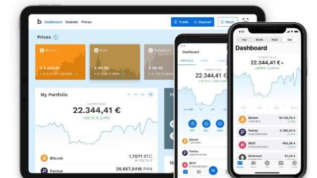 Pantallas de operativa de la plataforma Bitpanda.