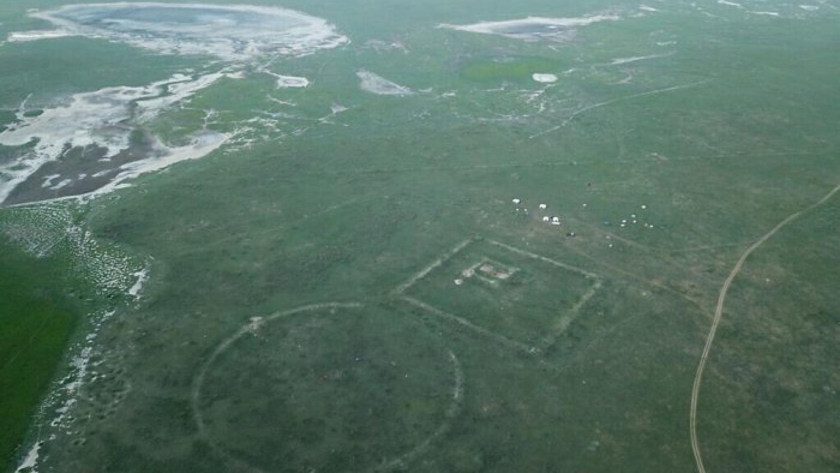 Vista aérea de una sección de la Gran Muralla china.