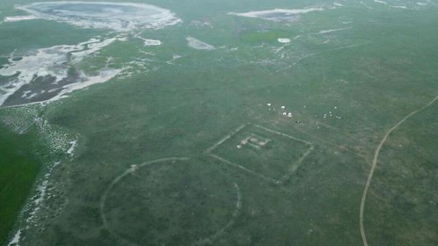 Vista aérea de una sección de la Gran Muralla china.