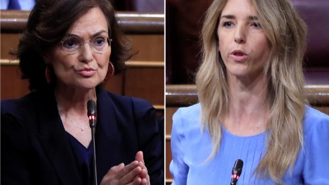 Carmen Calvo y Cayetana Álvarez de Toledo en el Congreso de los Diputados.