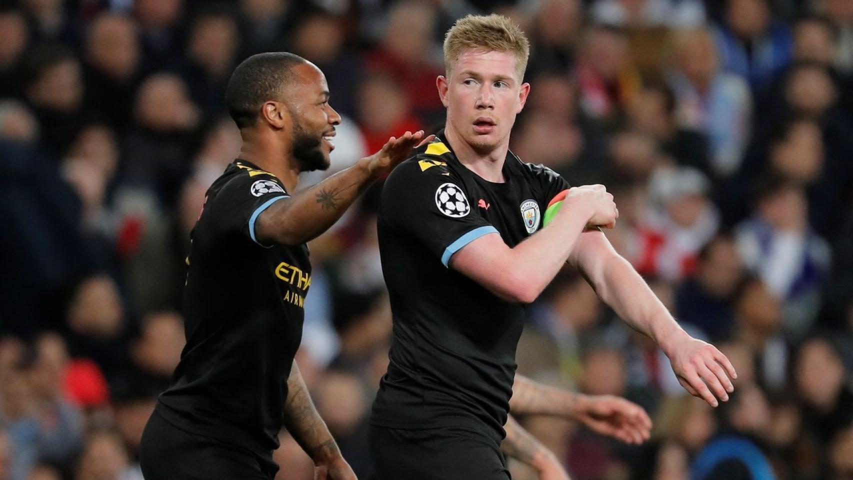 Raheem Sterling y Kevin De Bruyne, en un partido del Manchester City