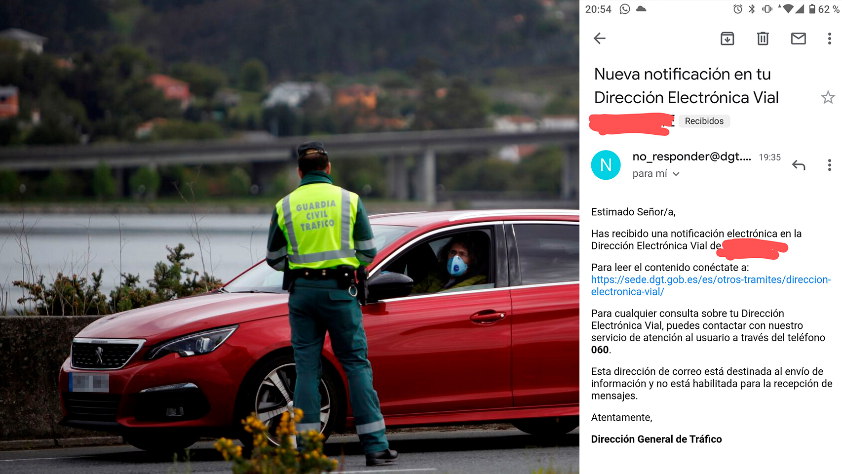 El error de la DGT con el envío de una notificación.