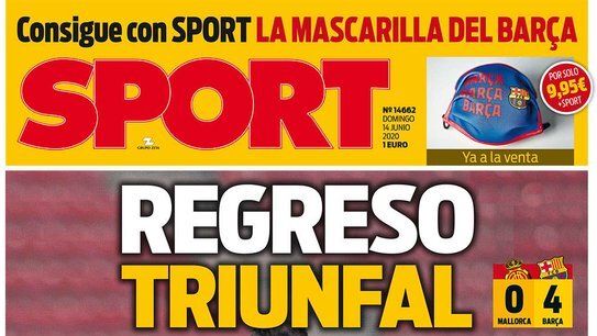 La portada del diario SPORT (14/06/2020)