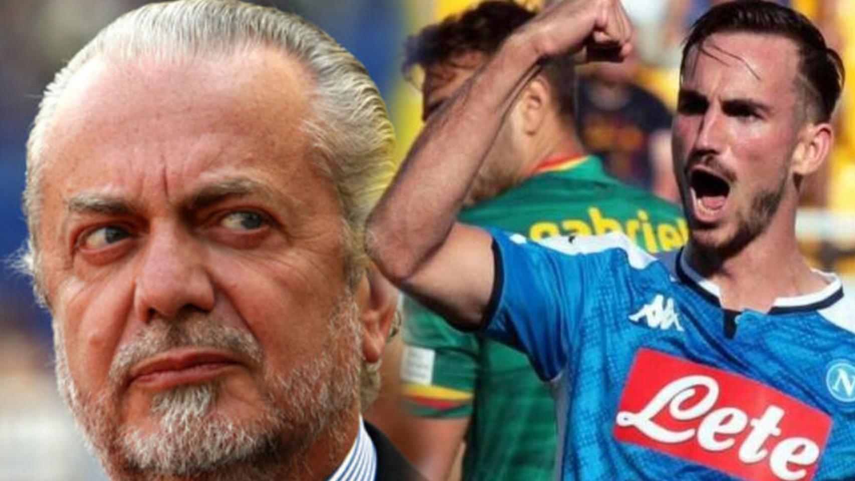 Aurelio Di Laurentiis, presidente del Nápoles, y Fabián Ruiz
