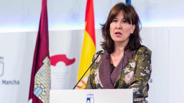 Blanca Fernández, consejera portavoz del Gobierno de Castilla-La Mancha, este martes en rueda de prensa