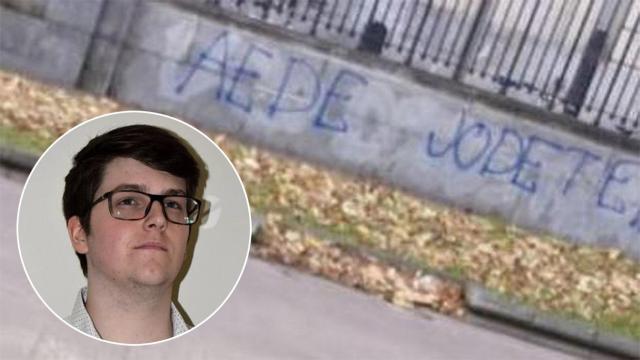 David Chamorro fue apaleado por 15 'abertzales' encapuchados. Cuando volvió a clase, encontró una pintada contra su asociación.