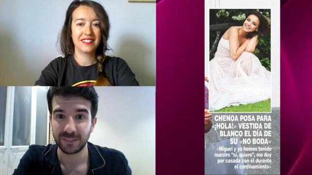 Cristina Rodrigo y Raúl Rodríguez durante la grabación del Kiosco Rosa.