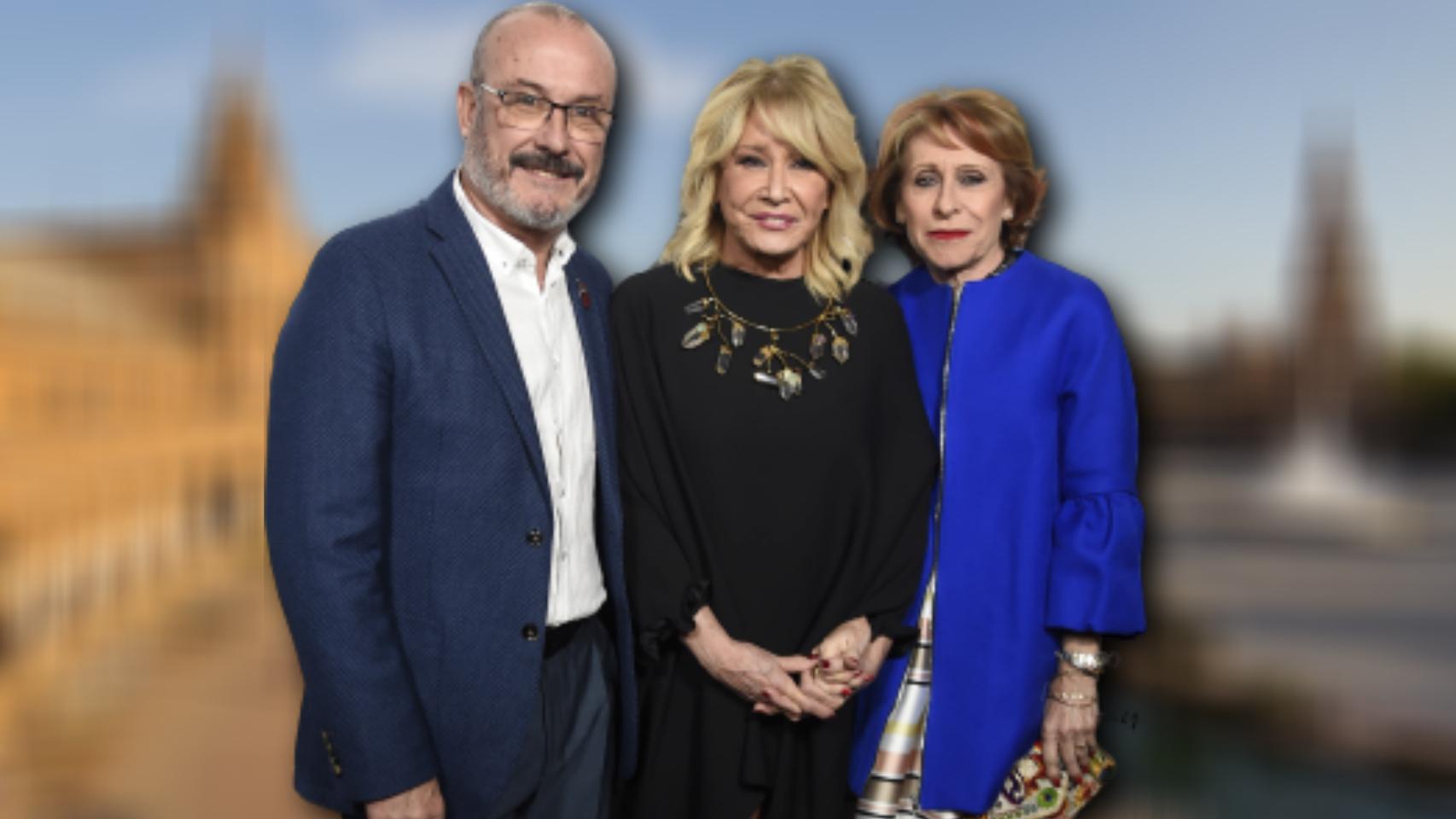 Mila Ximénez junto a sus hermanos Manolo y Nani.