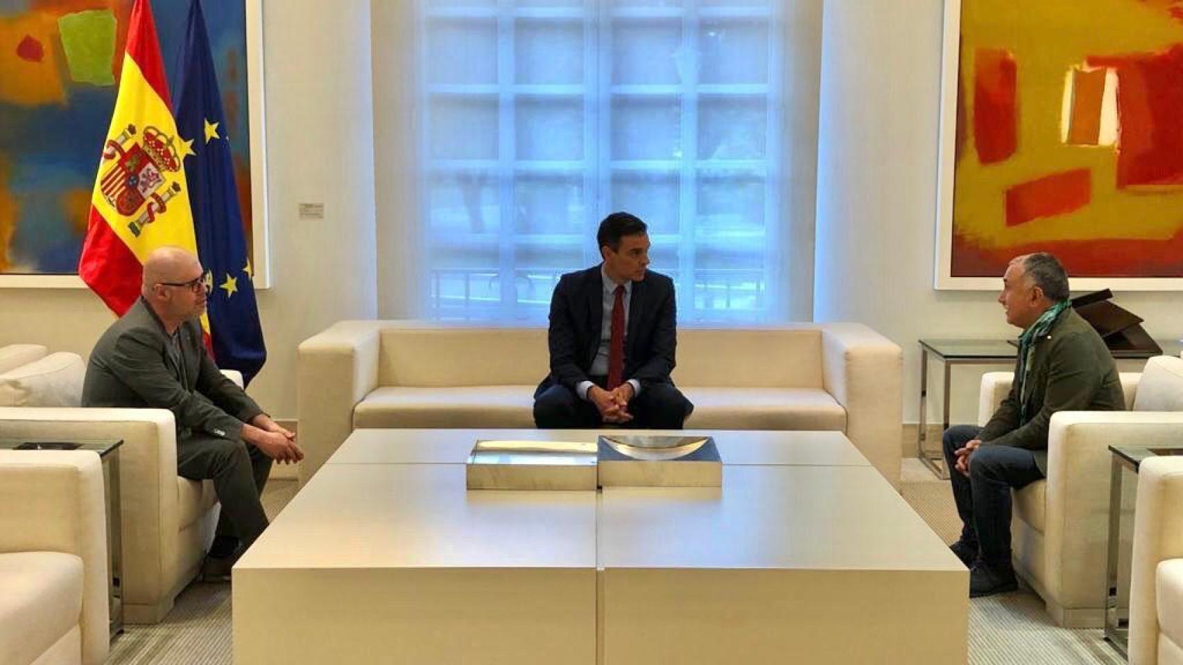 Unai Sordo, Pedro Sánchez y Pepe Álvarez.