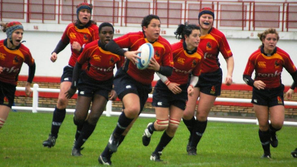 Ana María Aigneren, durante un partido de la selección femenina de rugby