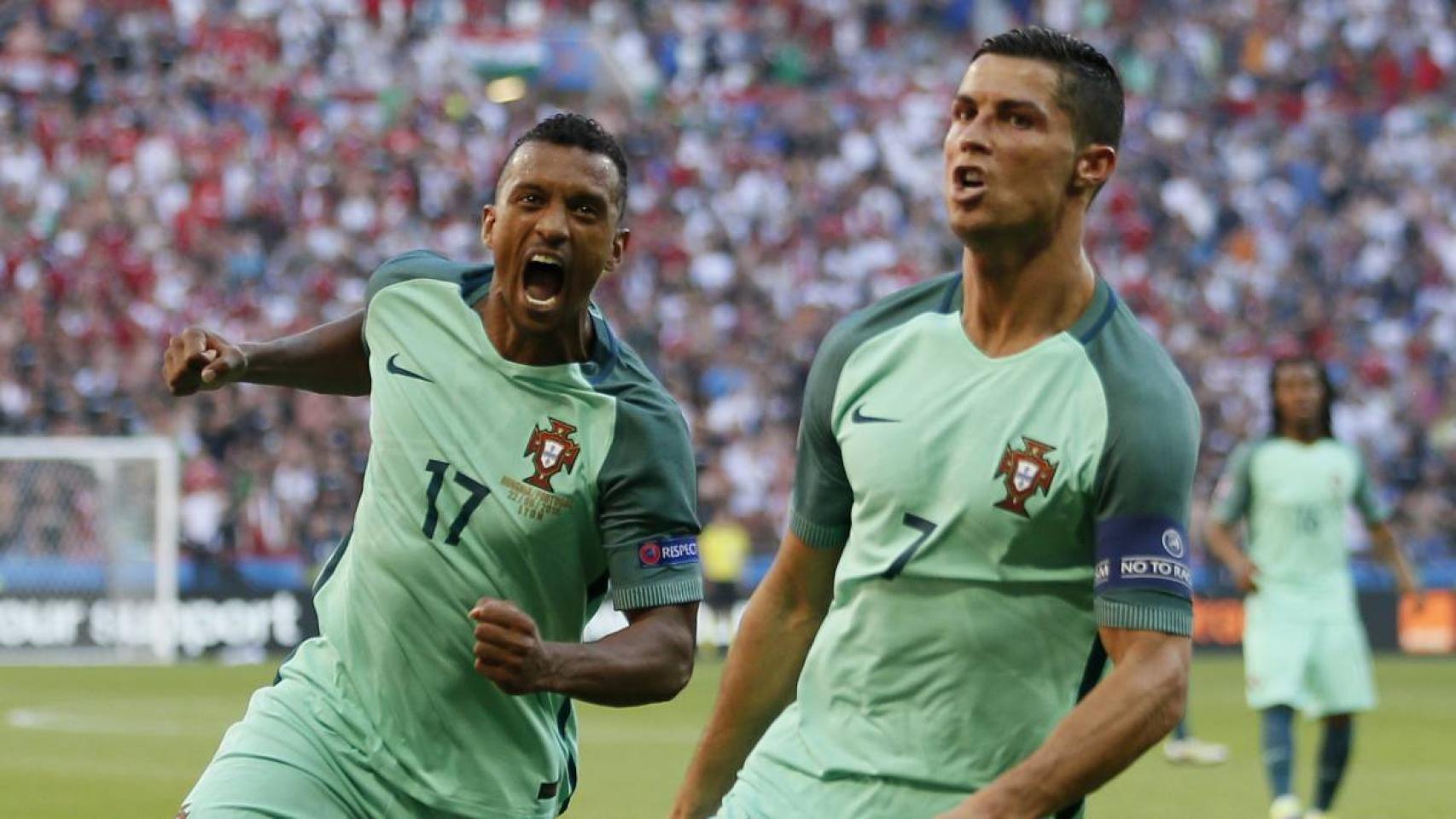 Nani y Cristiano Ronaldo con Portugal