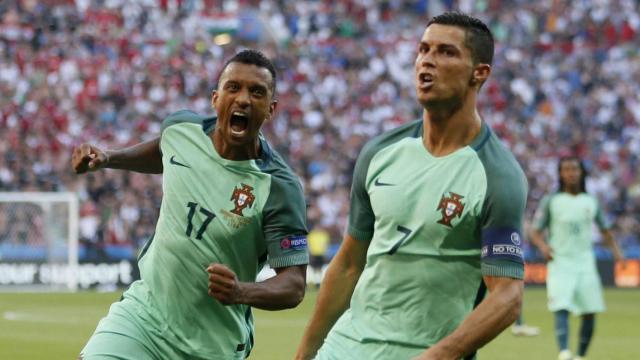 Nani y Cristiano Ronaldo con Portugal