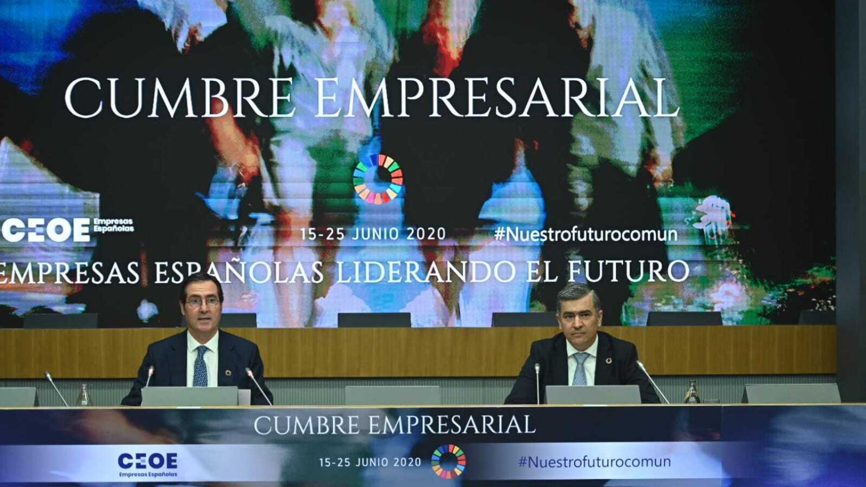 Antonio Garamendi, presidente de CEOE junto a Rodrigo Martín, presidente de Randstad.