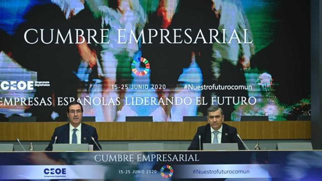 Antonio Garamendi, presidente de CEOE junto a Rodrigo Martín, presidente de Randstad.