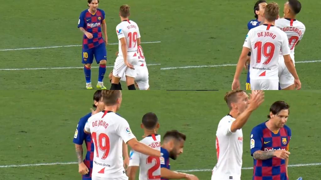 El enganchón entre Leo Messi y Diego Carlos