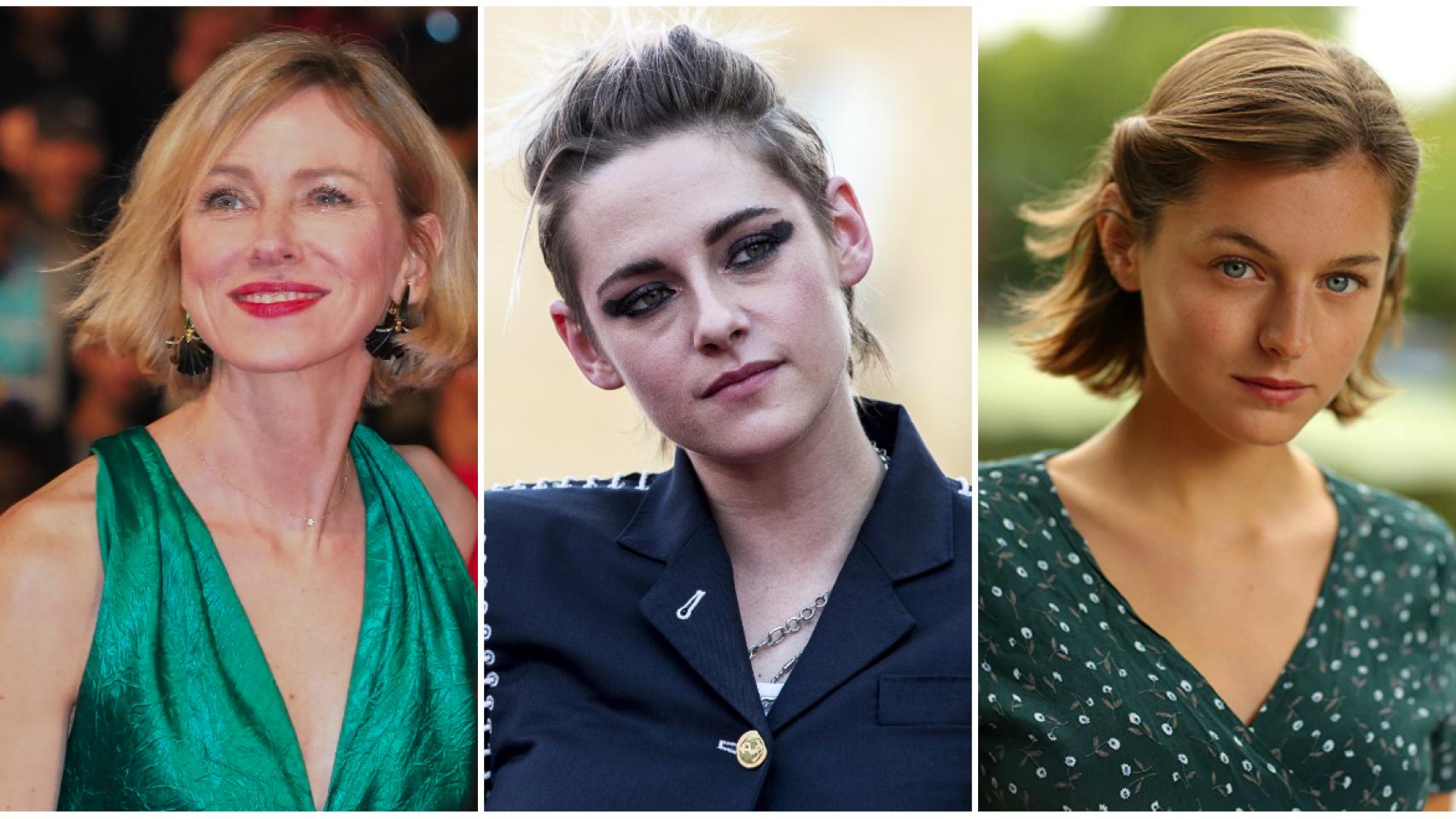 Naomi Watts, Kristen Stewart y Emma Corrin.