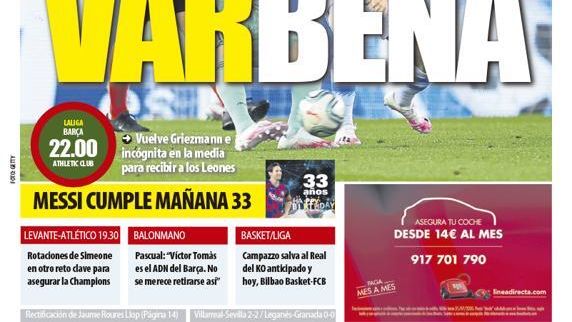 La portada del diario Mundo Deportivo (23/06/2020)