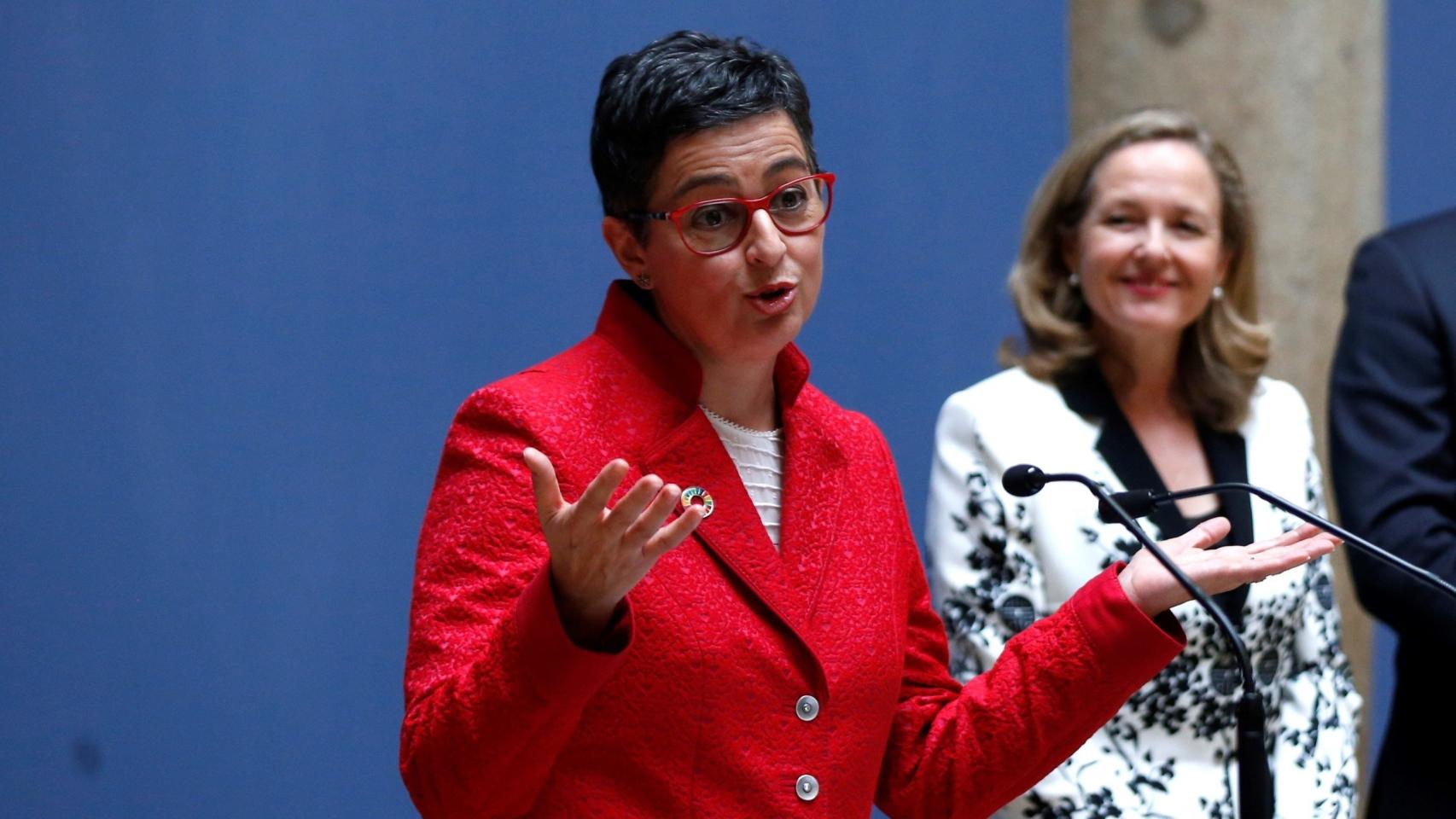 Arancha González Laya y Nadia Calviño, en su toma de posesión.