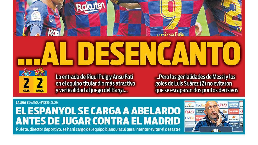 La portada del diario Sport (28/06/2020)