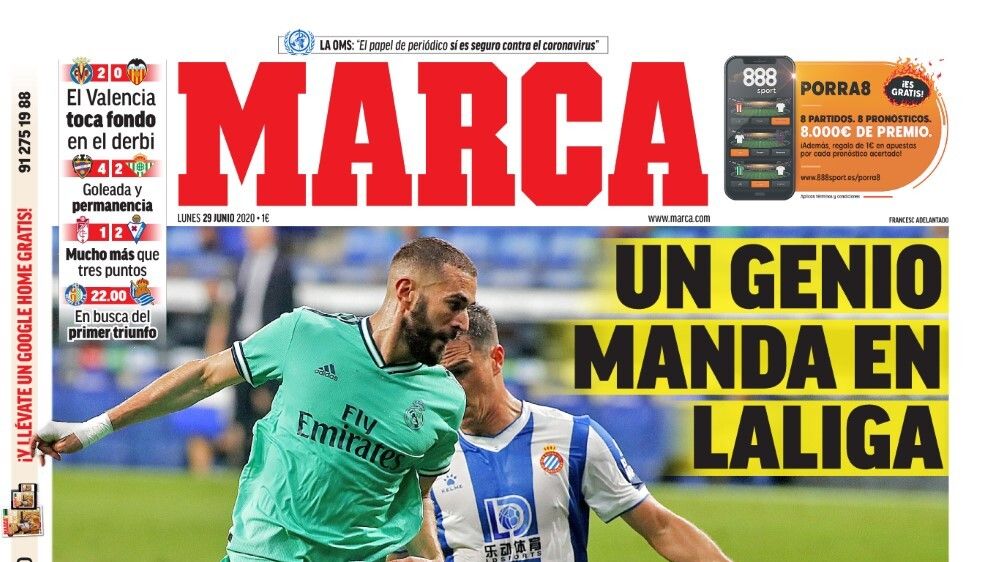 La portada del diario MARCA (29/06/2020)