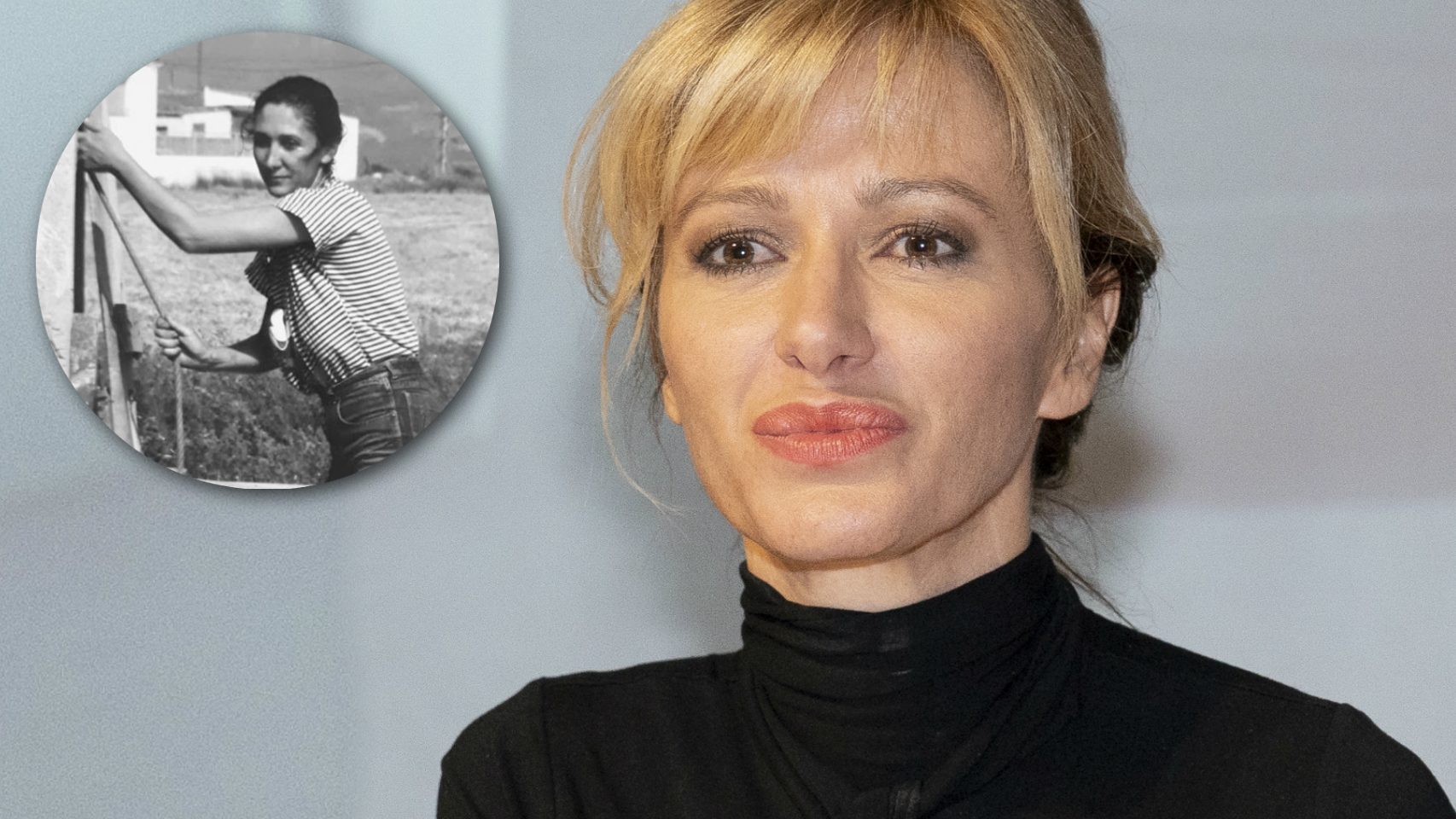 Susanna Griso junto a una imagen de su hermana, en un montaje de Jaleos.