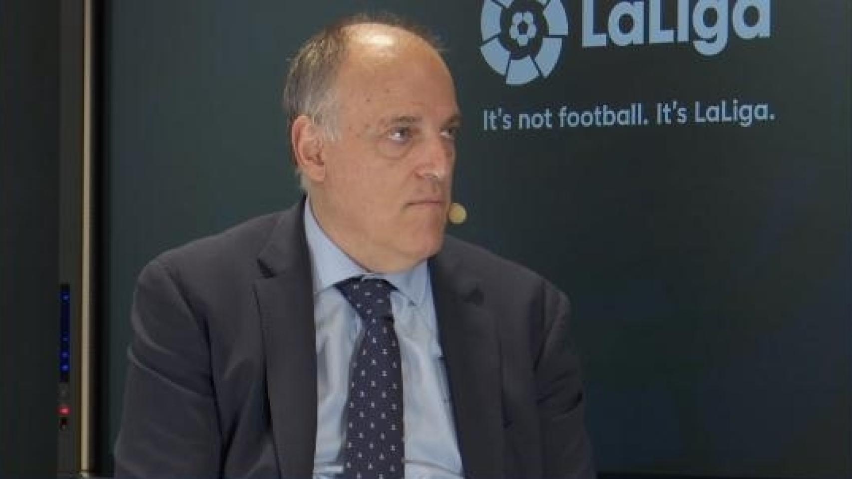 Javier Tebas, durante el World Football Summit