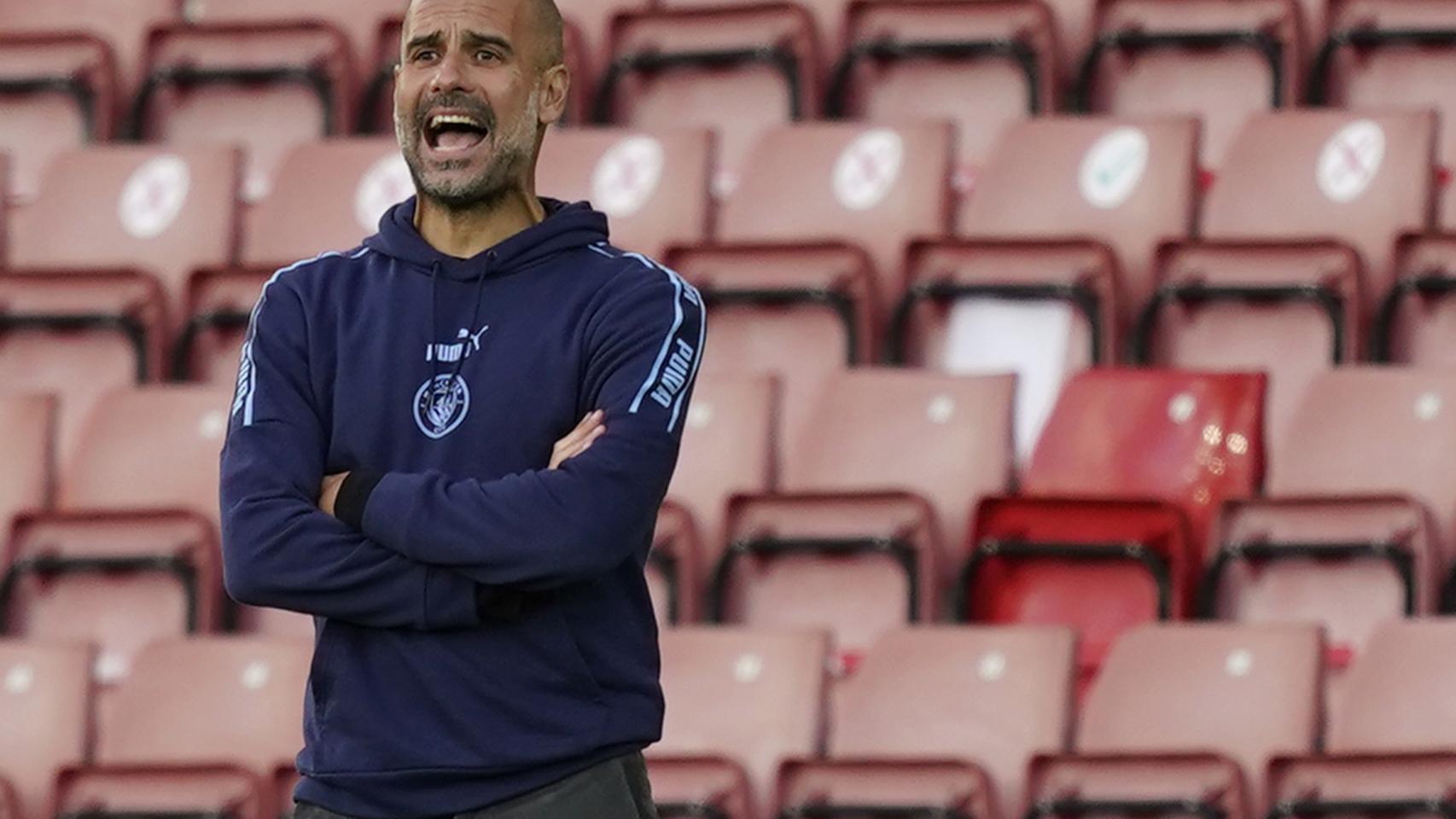 Pep Guardiola, durante un partido del Manchester City