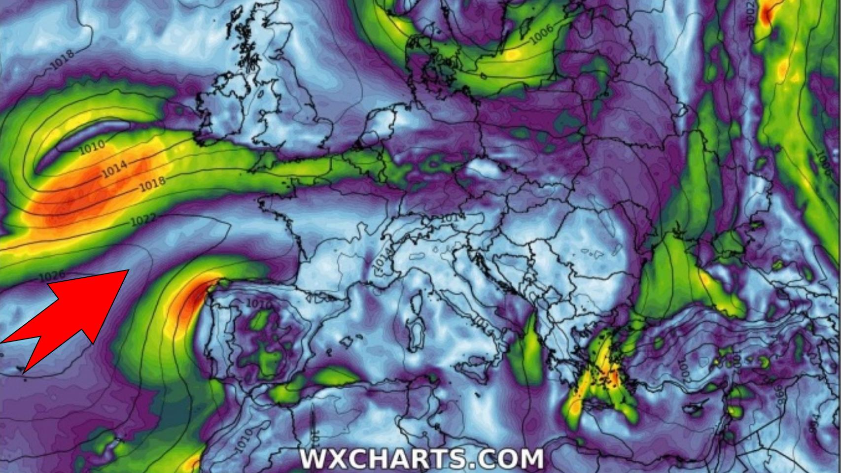 La tormenta postropical Edouard avanza hacia el norte de Europa mientras un segundo frente afecta a España. Severe-weather.eu.