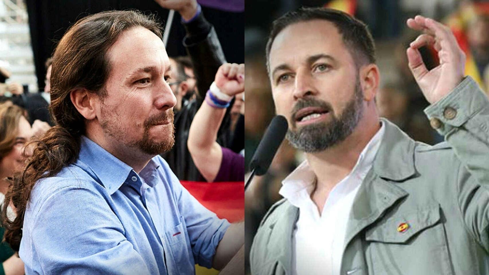 El vicepresidente del Gobierno, Pablo Iglesias (Unidas Podemos), y el presidente de Vox, Santiago Abascal.