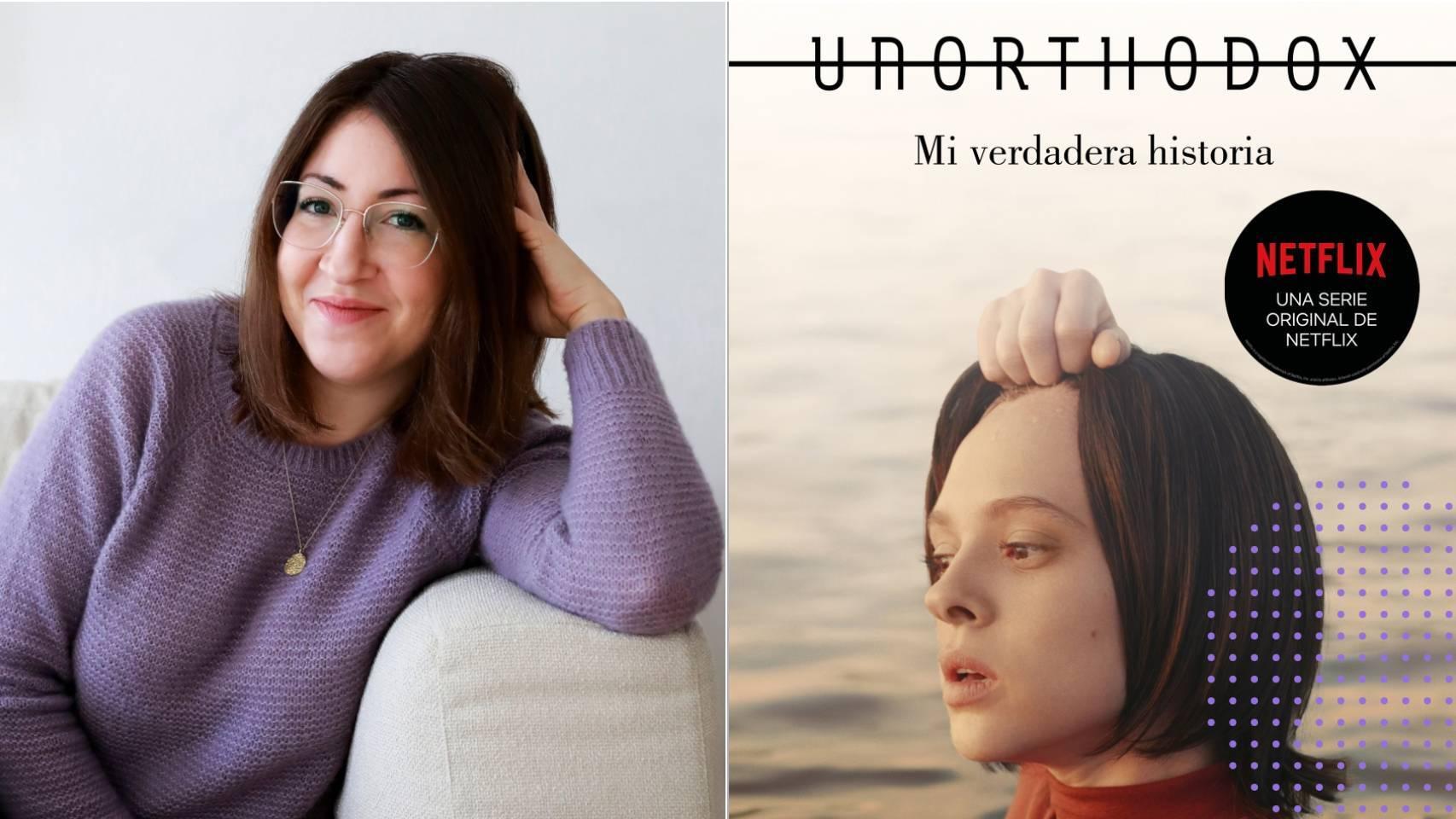 Deborah Feldman junto a la portada de su exitoso libro 'Unorthodox: Mi verdadera historia'.