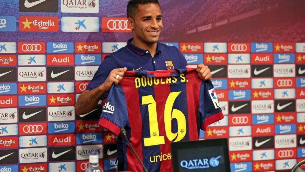 Douglas, en su presentación con el Barça