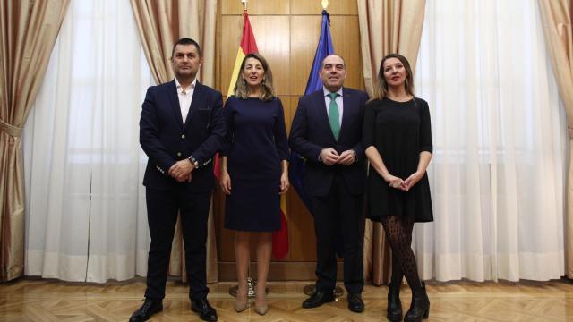 Eduardo Abad,  Yolanda Díaz, Lorenzo Amor y María José Landaburu, en una imagen de archivo.