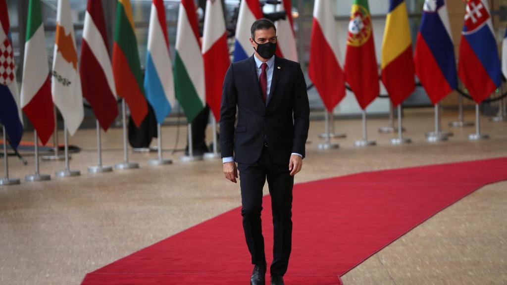El presidente del Gobierno, Pedro Sánchez, a su llegada este viernes a la cumbre de Bruselas