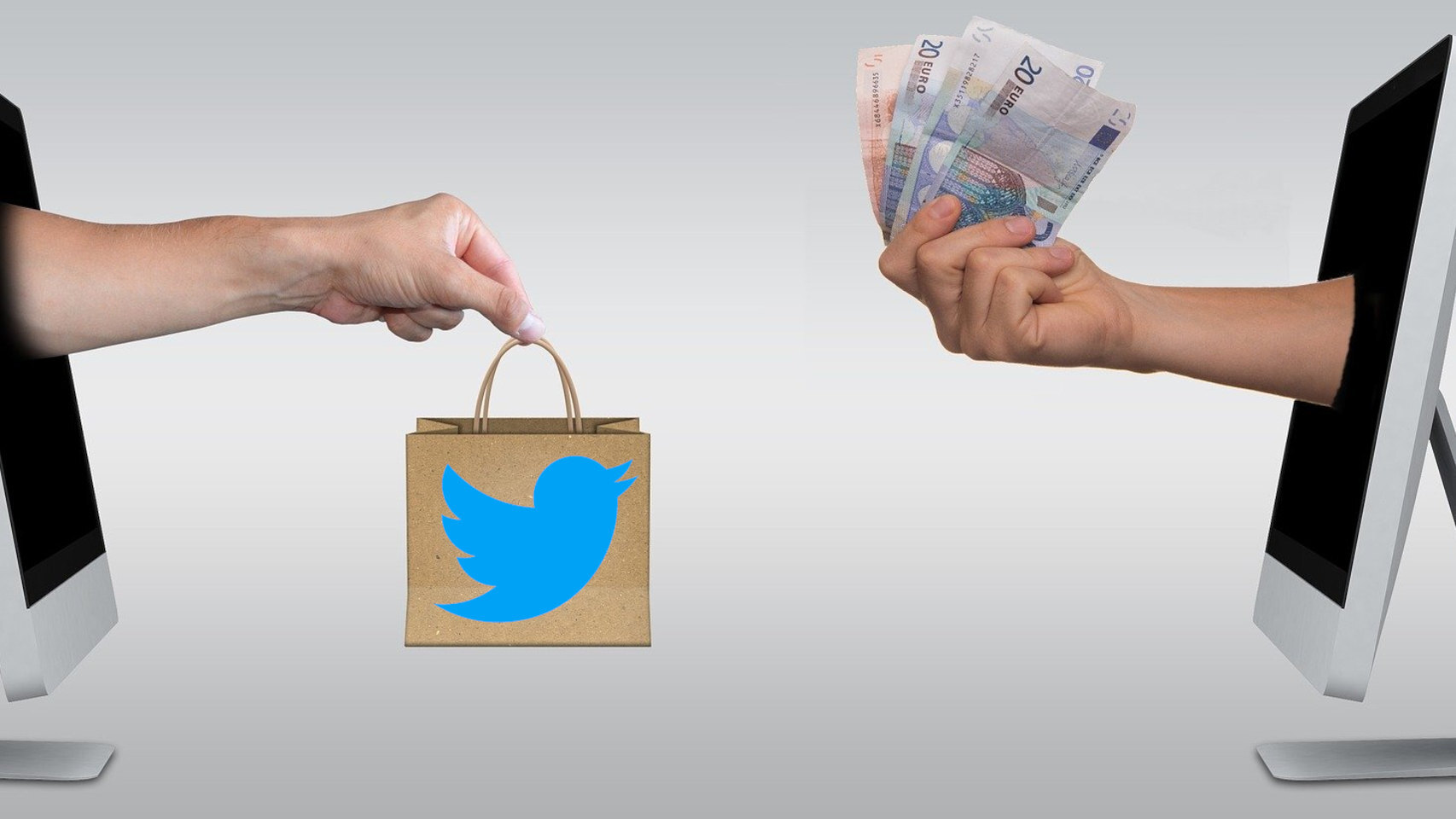 Fotomontaje de venta de cuentas de Twitter