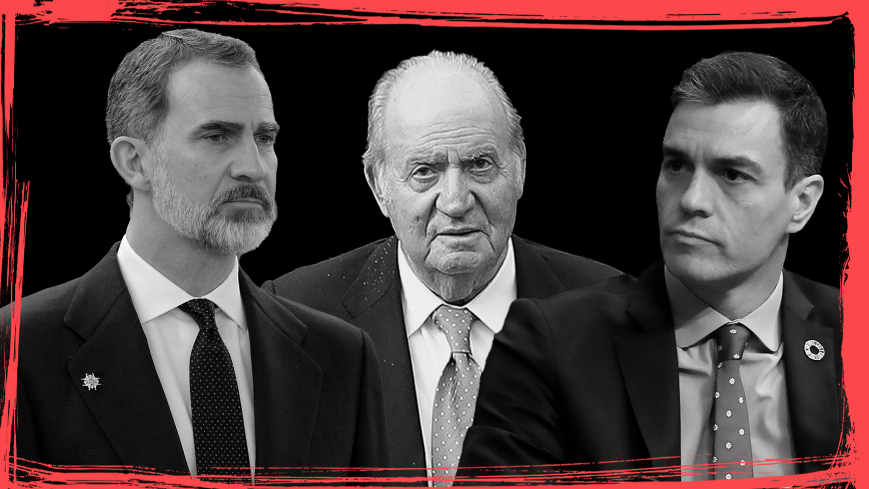 De izquierda a derecha: Felipe VI, Juan Carlos I y Pedro Sánchez.