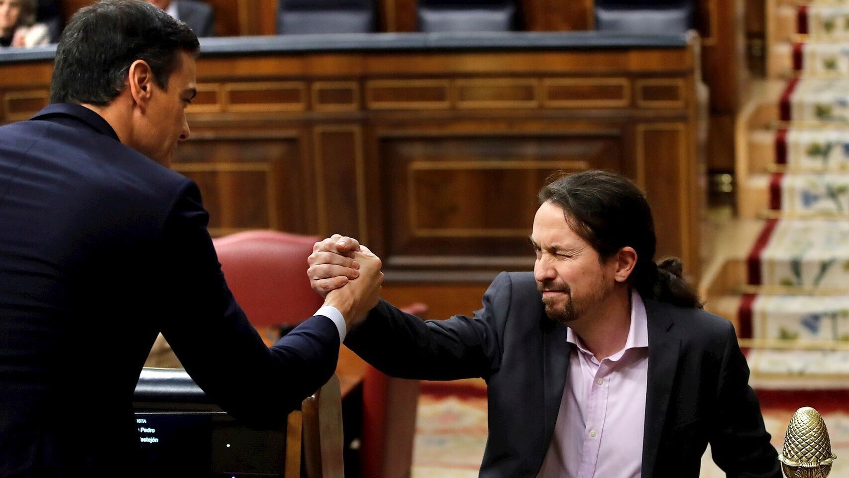 Pedro Sánchez y Pablo Iglesias en el Congreso de los Diputados.
