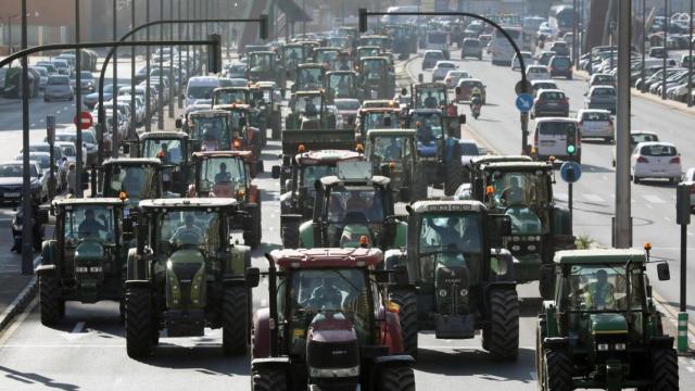 Protesta de agricultores en una imagen de archivo