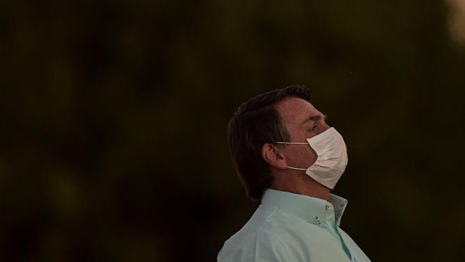 Bolsonaro, esta semana, en la bajada el Palacio da Alvorada, en Brasilia.