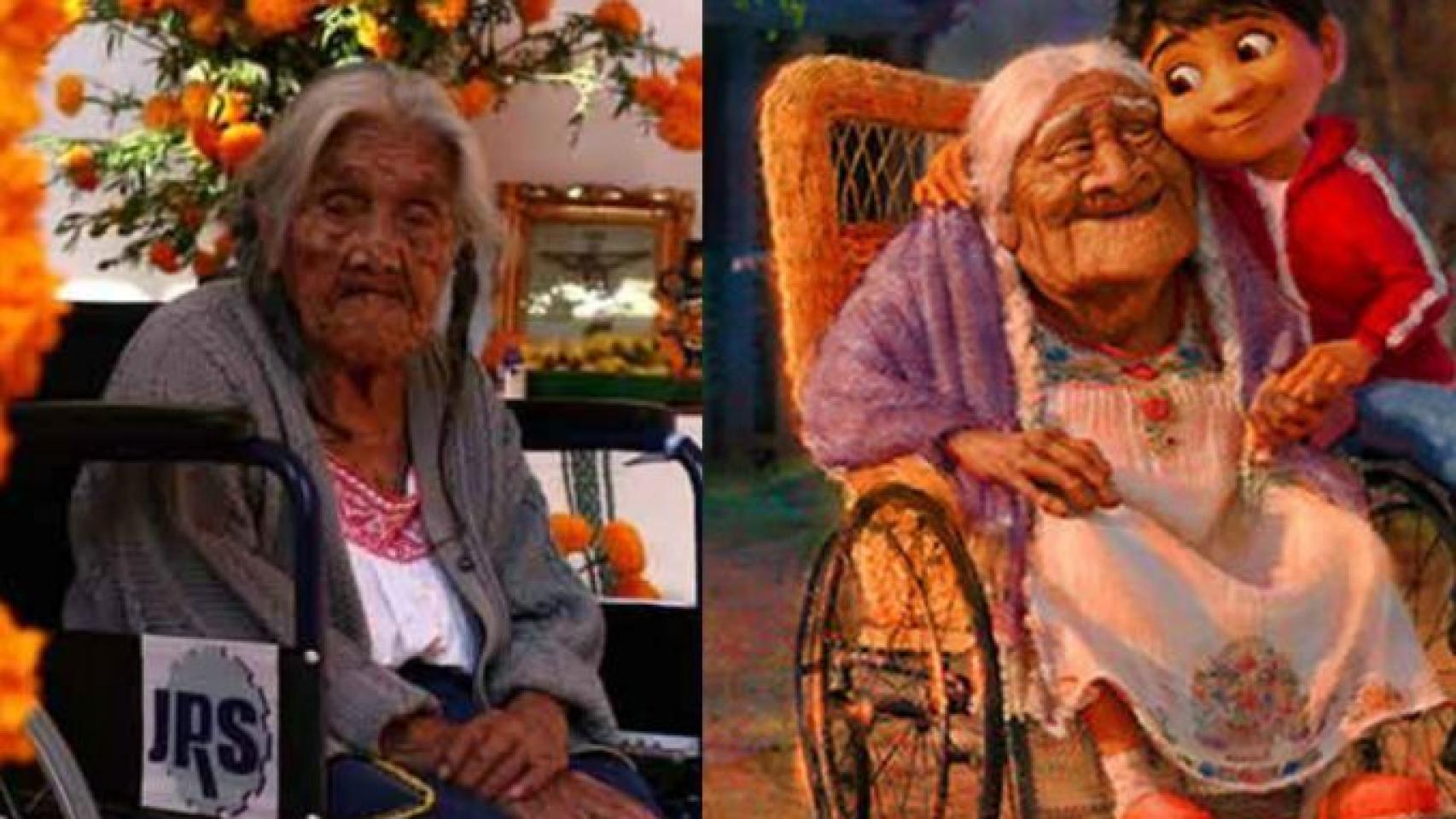 María Salud Ramírez y 'Mamá Coco', el entrañable personaje que inspiró.